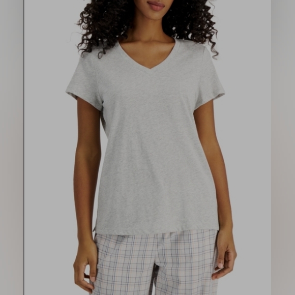 Charter Club Everyday Cotton V-Neck Pajama T-Shirt Heather Gray - Picture 1 of 2